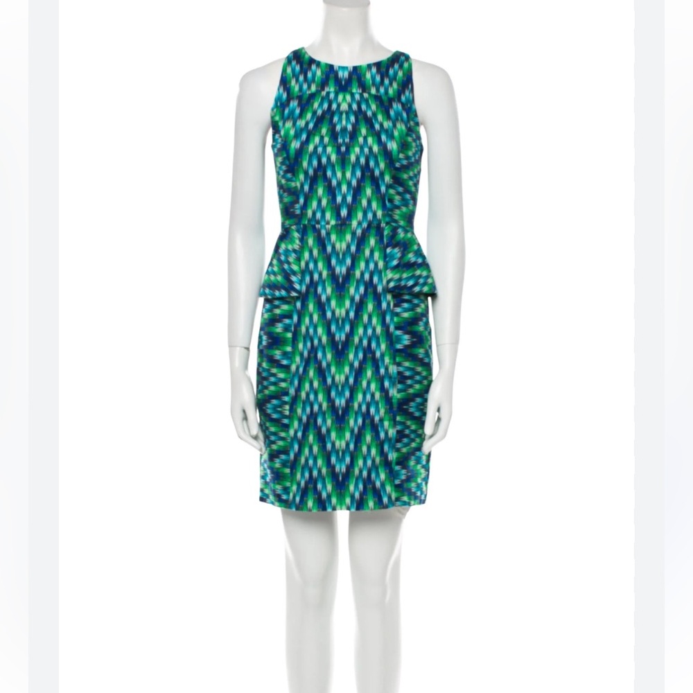 Milly of New York Vibrant Green and Blue Mini Dress